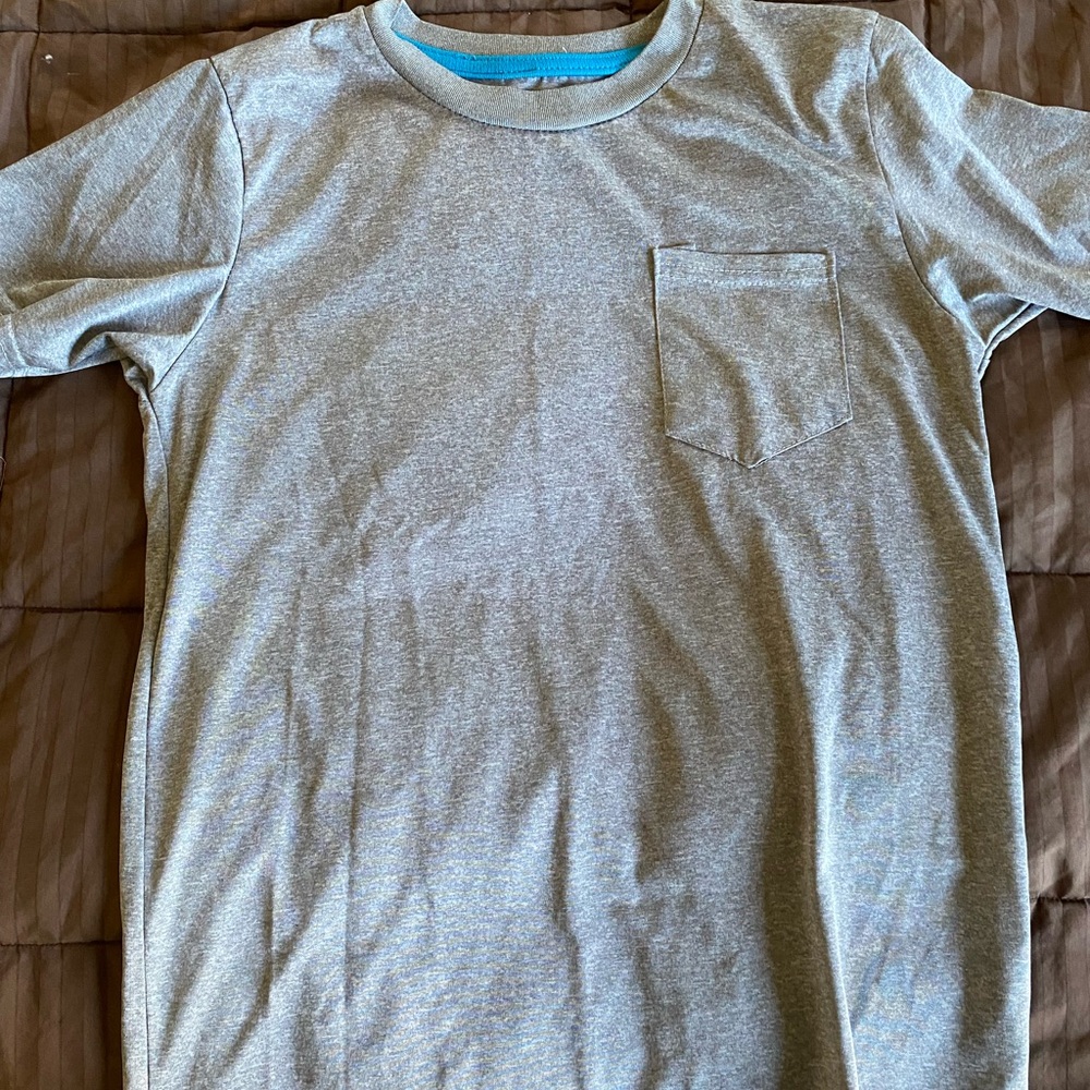 Gray Crew Neck T-Shirt with Pocket